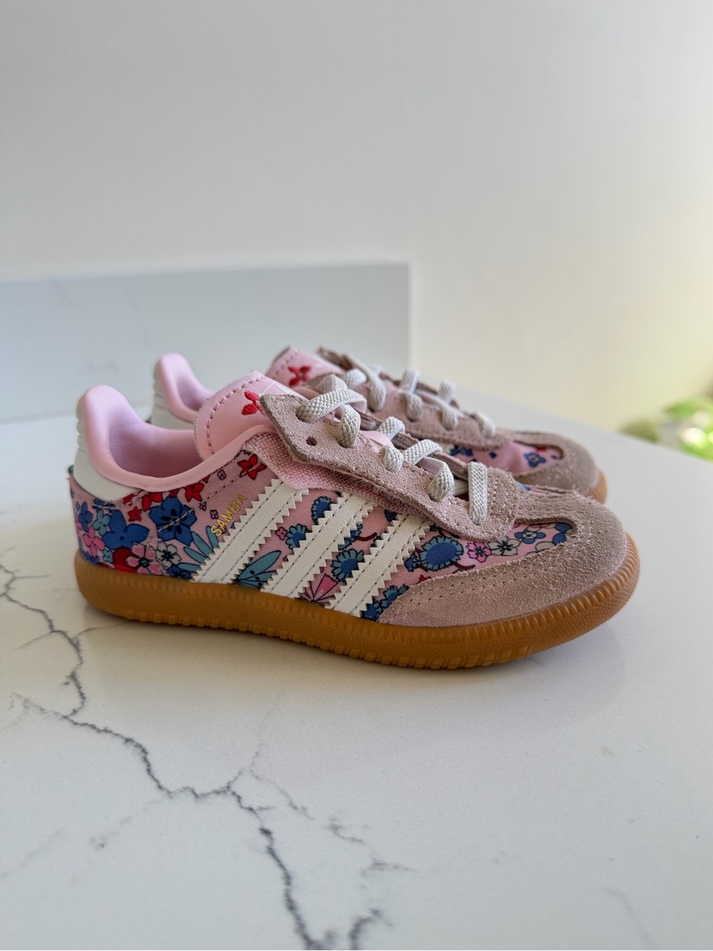 adidas Kids Pink Floral Samba Sneakers